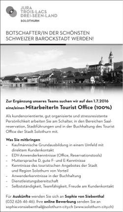 eine/einen MitarbeiterIn Tourist Office (100%)