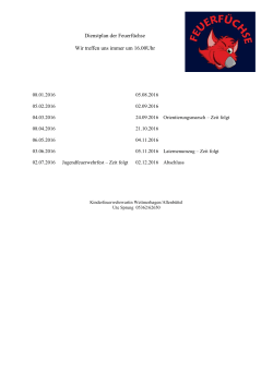 Dienstplan Kinderfeuerwehr 2016