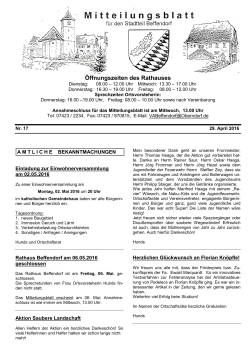 Öffnungszeiten des Rathauses