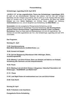 Pressemitteilung Jugendtag 2016 - Evangelische Kirche Steiermark