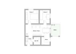 Zimmer 1 Zimmer 2 Wohnen / Essen Balkon Küche Bad / WC Entrée