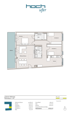 4-Zimmer-Wohnung Wohnung 41*, 2. OG M 1:100 N Duschbad 5,89