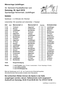 42. Senioren-Faustballturnier vom Samstag, 30