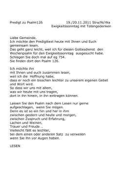 Ewigkeitssonntag, Psalm 126, Predigt von Pfarrerin Ulrike Stürmlinger