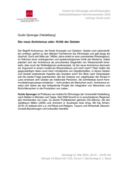 Der neue Animismus oder - Institut für Ethnologie und Afrikastudien
