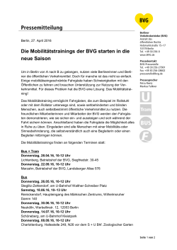 Pressemitteilung: Die Mobilitätstrainings der BVG starten in die neue