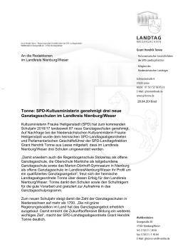 Tonne: SPD-Kultusministerin genehmigt drei neue Ganztagsschulen