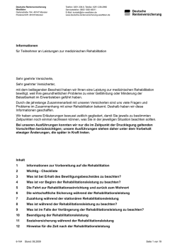 Informationen f&uuml;r Teilnehmer an Leistungen zur medizinischen