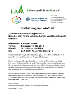 Fortbildung im LeA-Treff - LeA Lebensqualität im Alter eV