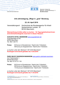 dvb-Jahrestagung &bdquo;Wege in &bdquo;gute&ldquo; Beratung 22.-24. April