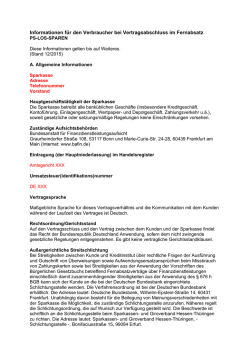 Informationen f&uuml;r den Verbraucher bei Vertragsabschluss im