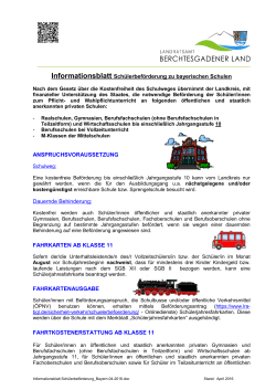 Informationsblatt Schülerbeförderung zu bayerischen Schulen
