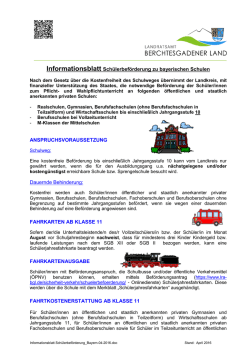 Informationsblatt Sch&uuml;lerbef&ouml;rderung zu bayerischen Schulen