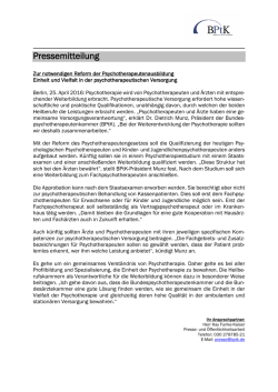 Pressemitteilung - Bundespsychotherapeutenkammer