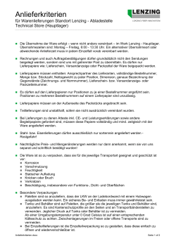 Anlieferkriterien