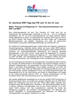 23. Aachener ERP-Tage des FIR vom 14. bis 16. Juni