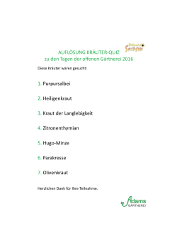 AUFLÖSUNG KRÄUTER-QUIZ zu den Tagen der offenen Gärtnerei