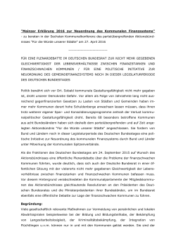 "Mainzer Erklärung 2016 zur Neuordnung des Kommunalen
