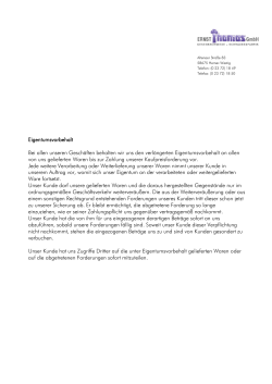 Eigentumsvorbehalt - Ernst Thomas GmbH