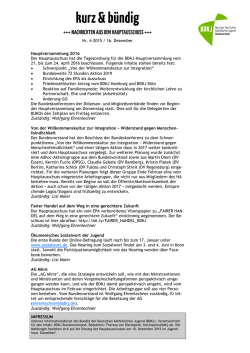 Hauptversammlung 2016 Der Hauptausschuss hat die
