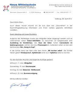 Elternbrief Aktivitäten Mai 2016