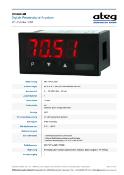 Datenblatt Digitale Prozesssignal-Anzeigen M1