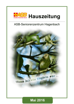 Hauszeitung - ASB Seniorenzentrum Hagenbach