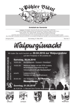 Walpurgisnacht - Gemeinde Pöhl