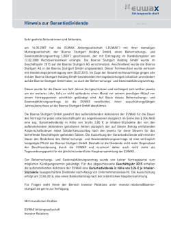 Hinweis zur Garantiedividende