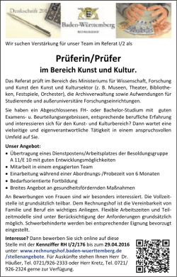 Prüferin/Prüfer - Staatsanzeiger für Baden