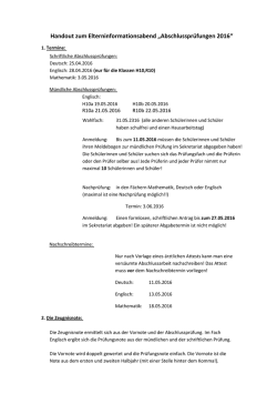 Handout zum Elterninformationsabend &bdquo;Abschlusspr&uuml;fungen 2016&ldquo;