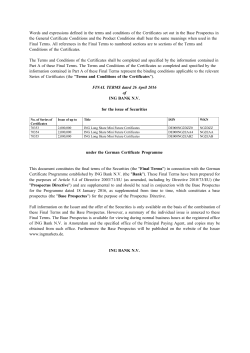 Final Terms - ING Markets