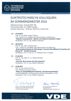 Übersicht der Termine im Sommersemester 2016