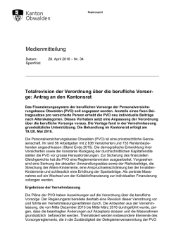 Totalrevision der Verordnung über die berufliche Vorsor