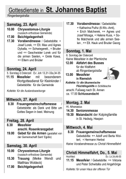 Gottesdienste in St. Johannes Baptist