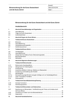 Börsenordnung für die Eurex Deutschland und die Eurex Zürich