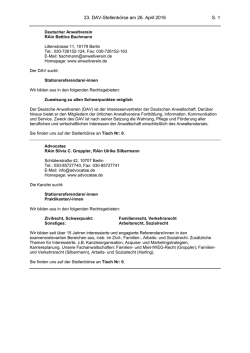 23. DAV-Stellenbörse am 26. April 2016 S. 1