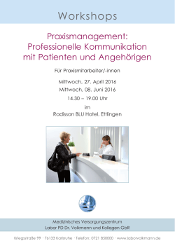 Praxismanagement - MVZ Labor PD Dr. Volkmann und Kollegen