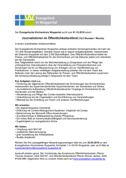 Journalistin/en im &Ouml;ffentlichkeitsreferat (19,5 Stunden / Woche)