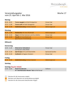 Woche 17 Veranstaltungsplan vom 25. April bis 1