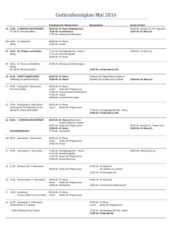 Gottesdienstplan Mai 2016