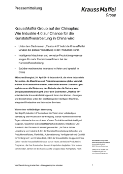 PDF: KraussMaffei Group auf der Chinaplas: Wie Industrie 4.0 zur