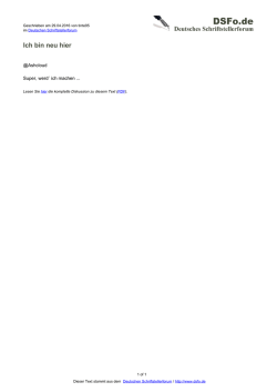 Ich bin neu hier - Deutsches Schriftstellerforum