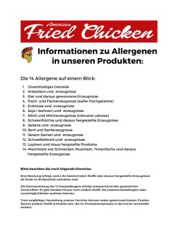 Informationen zu Allergenen in unseren Produkten: