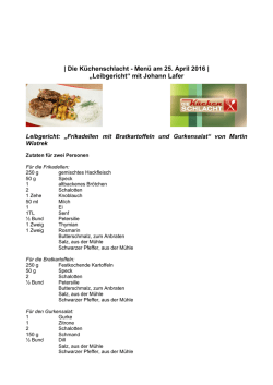 Die Rezepte vom 25. April 2016