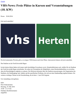 VHS-News: Freie Plätze in Kursen und Veranstaltungen (18