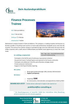 Dein Auslandspraktikum Finance Processes