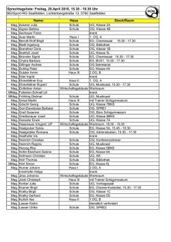 Sprechtagsliste