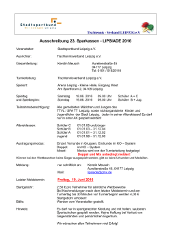 Ausschreibung 23. Sparkassen - LIPSIADE 2016 - SFA-TT