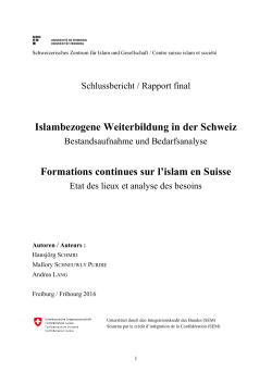 Islambezogene Weiterbildung in der Schweiz Formations continues